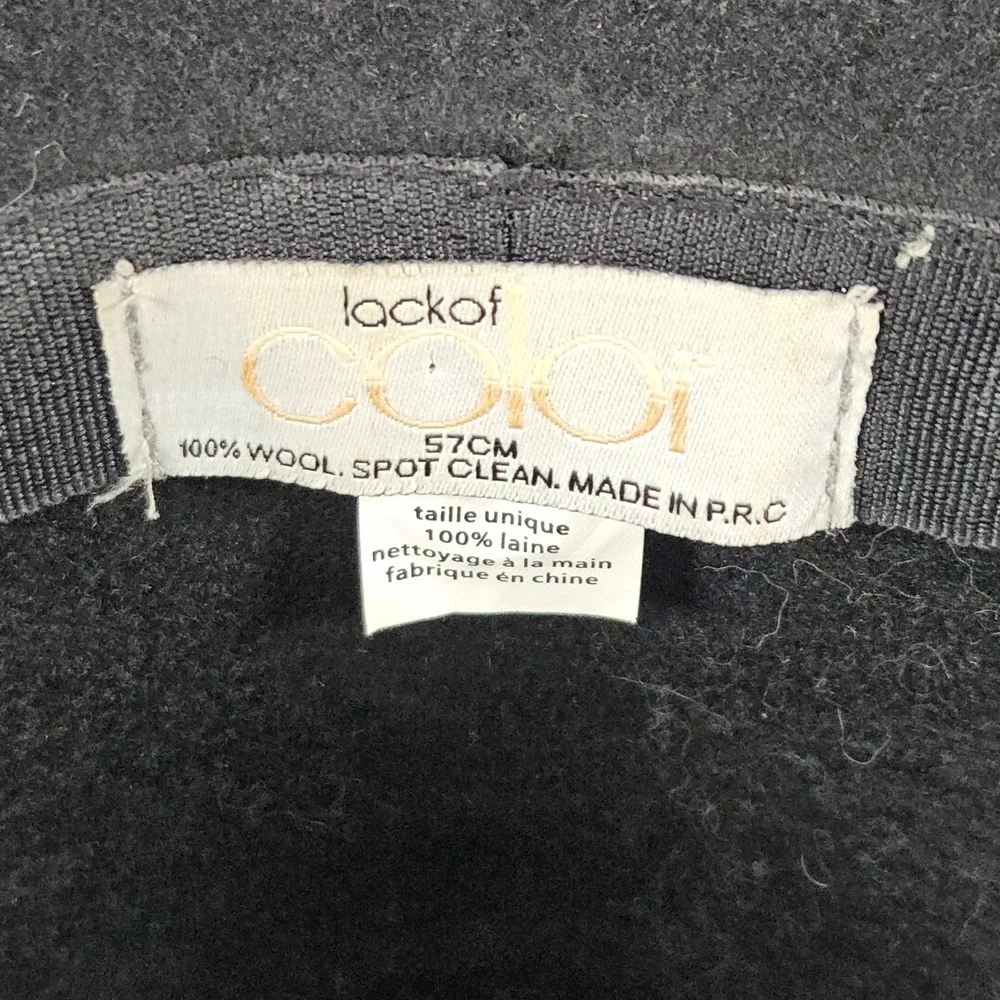 Lack of Color Black Wool Fedora Hat 57cm - 12 1/2 Inch Wide Brim Bow Detail WEAR